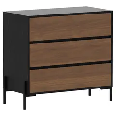 JUST HOME COLLECTION - Cómoda Kalmar 3 Cajones Walnut Negro