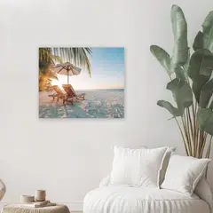 JUST HOME COLLECTION - Cuadro Canvas Beach Cama Sol 60x51.