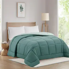 JUST HOME COLLECTION - Edredón Bicolor Liso 2 Plazas Verde