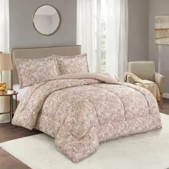 JUST HOME COLLECTION - Edredón Clásico Estampado 1.5 Plazas Beige