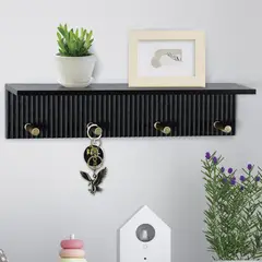 JUST HOME COLLECTION - Repisa con Gancho 45.6x10cm Negro