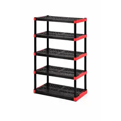 JUST HOME COLLECTION - Estantería 5 Niveles 91.5x45x18cm Negro/Rojo