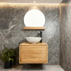 SENSI DACQUA - Combo Mueble de Baño Aura Roble 60x40x45cm + Espejo + Grifería