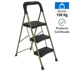 BAUKER - Escalera de Tijera 3 Pasos Acero 105.2cm