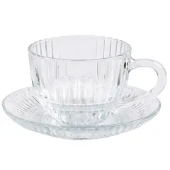 JUST HOME COLLECTION - SetX3 Taza y Plato Vidrio 220ml