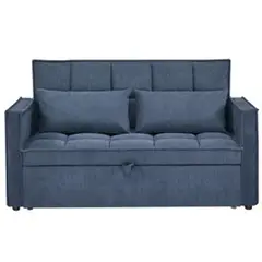 JUST HOME COLLECTION - Sofá Cama Futón 2 Cuerpos + Cojines Decorativos Oasis Azul