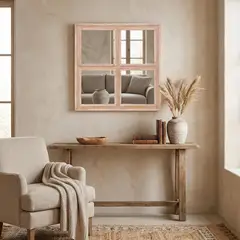 JUST HOME COLLECTION - Espejo Ventana Madero 80x80cm