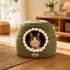 PETIZOOS - Cama para Gato 2 en 1 Color Verde 43 x 32 cm