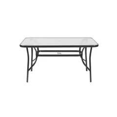 JUST HOME COLLECTION - Mesa Rectangular de Metal con Vidrio 140 x 90 cm