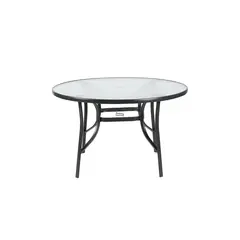 JUST HOME COLLECTION - Mesa Redonda de Metal con Vidrio 120 cm