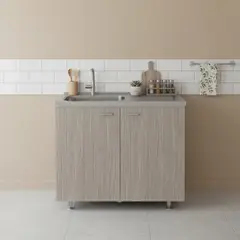 JUST HOME COLLECTION - Mueble Inferior de Cocina Napoles 100cm + Lavaplatos Acero Inoxidable