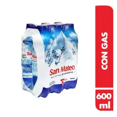 SAN MATEO - Agua con Gas Sixpack Botella 600 mL