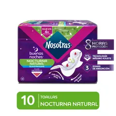 NOSOTRAS - Toallas Higiénicas Nocturna Natural Empaque 10 Und