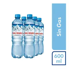 SAN MATEO - Agua Sin Gas Sixpack Botella 600 mL