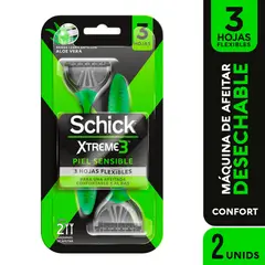 SCHICK - Máquina de Afeitar Extreme 3 Piel Sensible Empaque 2 Und