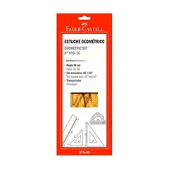 FABER CASTELL - Estuche Geométrico Regla Transportador Escuadras Empaque 3 Und