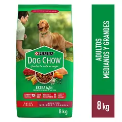 DOG CHOW - Comida para Perros Adultos Medianas y grandes Sabor Pollo y Carne 8 kg