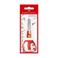 FABER CASTELL - Tijera Escolar Punta Roma Color Rojo