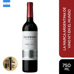 TRIVENTO - Vino Tinto Reserva Cabernet Malbec Botella 750 mL