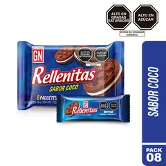 GN - Galletas Rellenitas Sabor Coco Empaque 8 Und