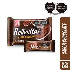GN - Galletas Rellenitas Sabor Chocolate Empaque 8 Und