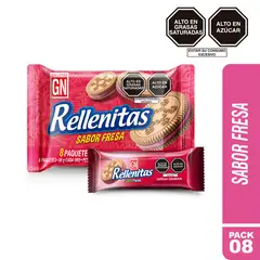 GN - Galletas Rellenitas Sabor Fresa Empaque 8 Und