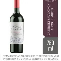 ALTAS CUMBRES - Vino Tinto Cabernet Sauvignon Botella 750 mL