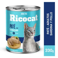 RICOCAT - Paté Gatos Adultos Pescado y Pollo Lata 330 g