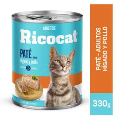 RICOCAT - Paté para Gatos Adultos Sabor Hígado Y Pollo 330 g