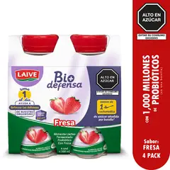 LAIVE - Yogurt Biodefensa Fresa Pack 4 Botellas 100 mL