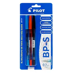 PILOT - Lapicero Tinta Seca BPS Azul Rojo Negro Empaque 3 Und