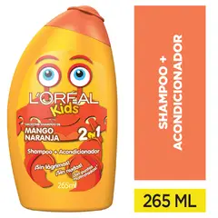 LOREAL KIDS - Shampoo 2 en 1 Mango Naranja Envase 265 mL