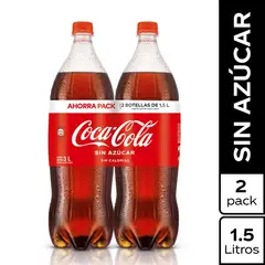 COCA COLA - Gaseosa Zero Pack 2 Botellas 1.5 L