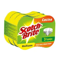SCOTCH BRITE - Esponja de Cocina 2 en 1 Empaque 3 Und