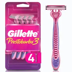 GILLETTE - Máquina de Afeitar Mujer Prestobarba3 Empaque 4 Und