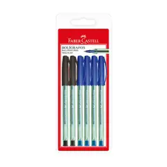 FABER CASTELL - Lapiceros Trilux 035F 4 Azul + 2 Negro Empaque 6 Und