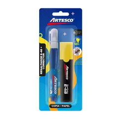 ARTESCO - Resaltador Job A48 Color Amarillo + Corrector Empaque 2 Und