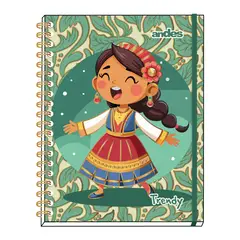 LOS ANDES - Cuaderno Espiral Andes Cuadriculado Tapa Dura Trendy A4 160 Hojas