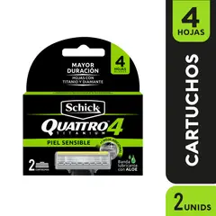 SCHICK - Repuesto Máquina de Afeitar Quattro Titanium Caja 2 Und