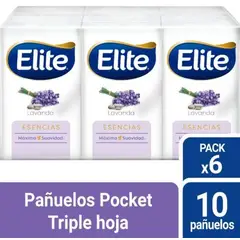 ELITE - Pañuelo Triple Hoja Lavanda Bolsa 6 undd