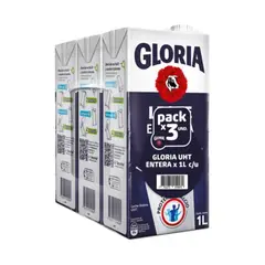 GLORIA - Leche UHT Entera Pack 3 Cajas 1 L