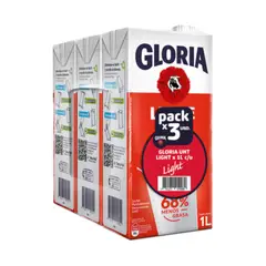 GLORIA - Leche UHT Light Pack 3 Cajas 1 L