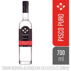 CUATRO GALLOS - Pisco Puro Acholado Botella 700 mL