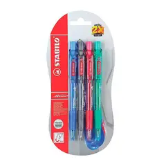STABILO - Lapiceros Marathon Punta Media Colores Surtidos Empaque 4 Und