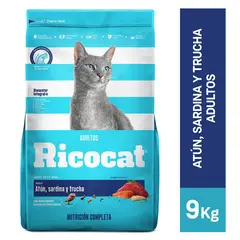 RICOCAT - Alimento Seco Gatos Adultos Sardina y Trucha Bolsa 9 Kg