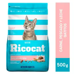 RICOCAT - Alimento Seco Gatitos Carne Pescado Leche Bolsa 500 g