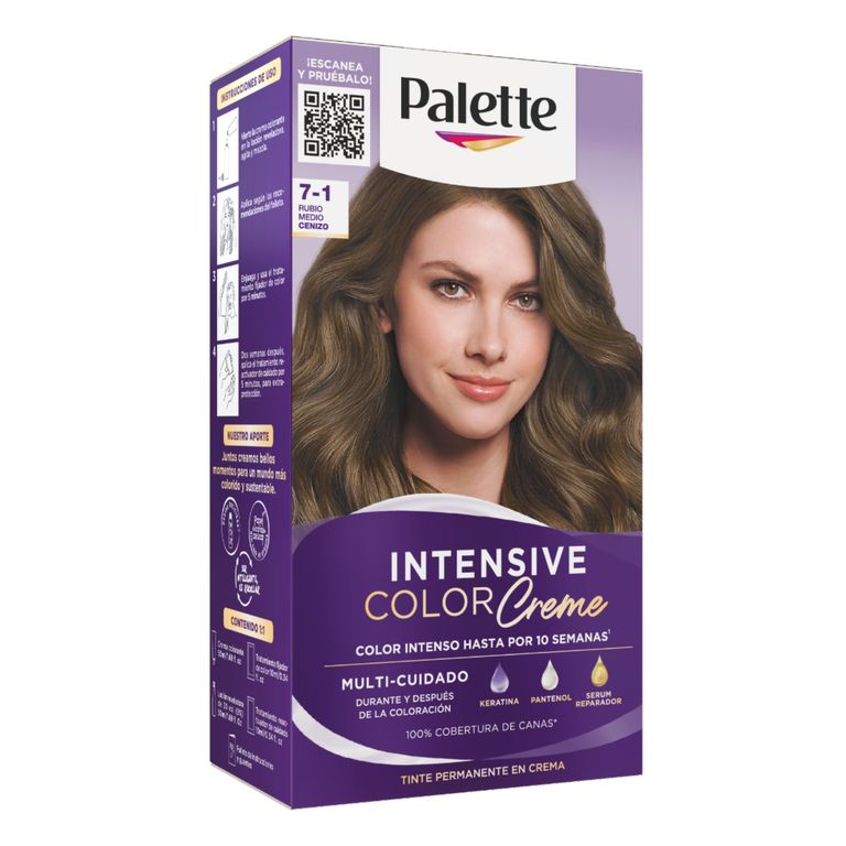 Tinte Palette Color Cream Tono 7-1 Rubio Medio Cenizo
