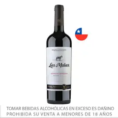 LAS MULAS - Vino Tinto Orgánico Cabernet Sauvignon Botella 750 mL