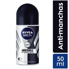 NIVEA - Desodorante Roll On Invisible B&W Hombre Envase 50 mL