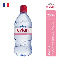 EVIAN - Agua Mineral Tapa Deportiva Botella 750 mL